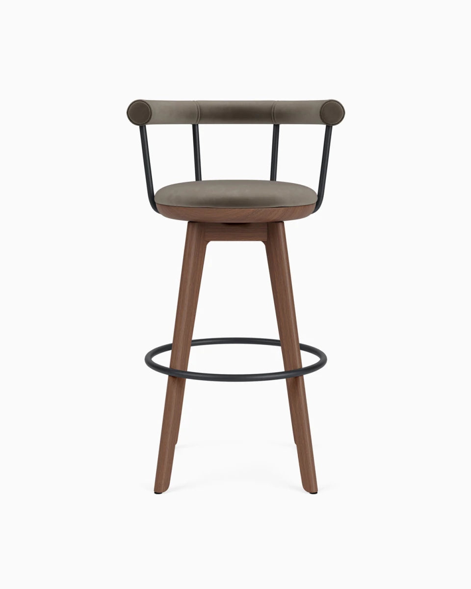 Mushroom Velvet / Walnut / Bar (31" Height)