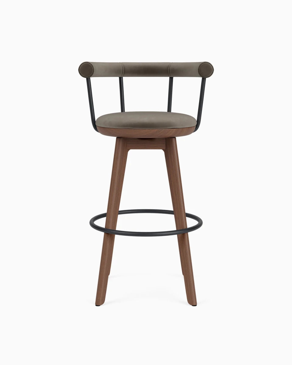 Mushroom Velvet / Walnut / Bar (31" Height)