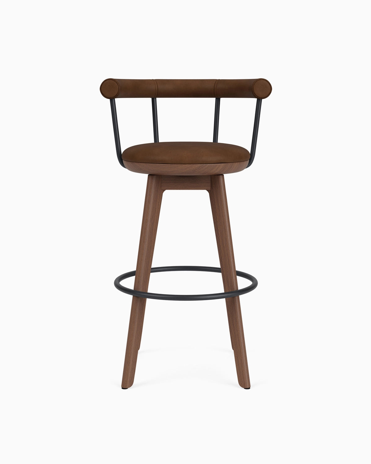 Chestnut Brown Leather / Walnut / Bar (31" Height)