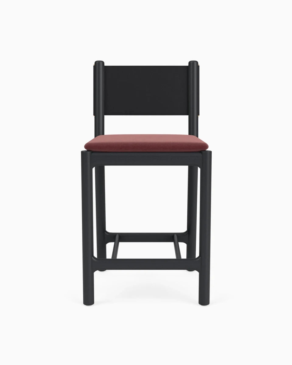 Cabernet Velvet Seat / Black Leather Back / Ebony Oak Frame / Counter (26" Height)