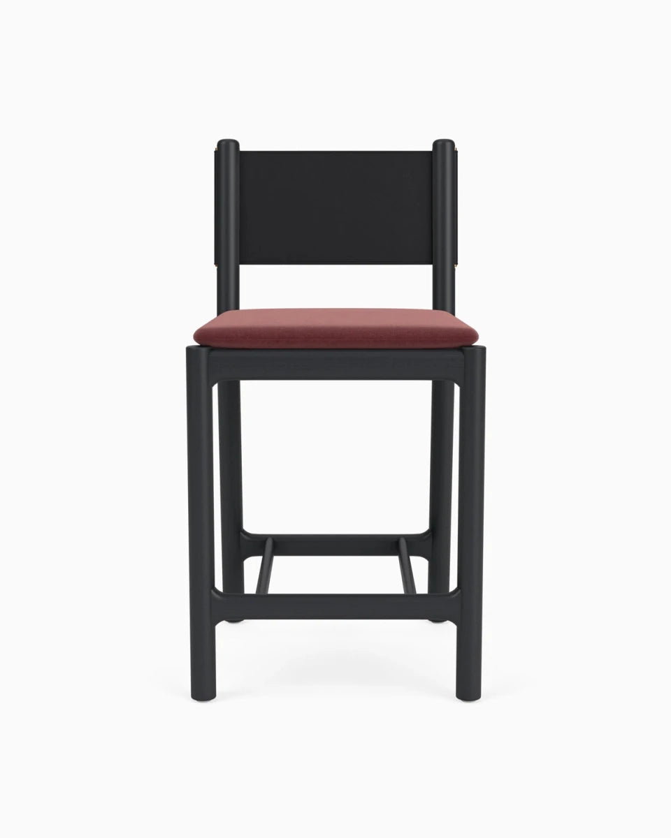 Cabernet Velvet Seat / Black Leather Back / Ebony Oak Frame / Counter (26" Height)
