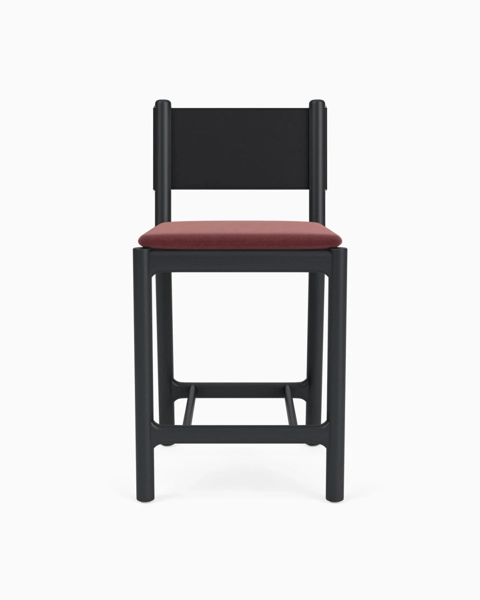 Cabernet Velvet Seat / Black Leather Back / Ebony Oak Frame / Counter (26" Height)