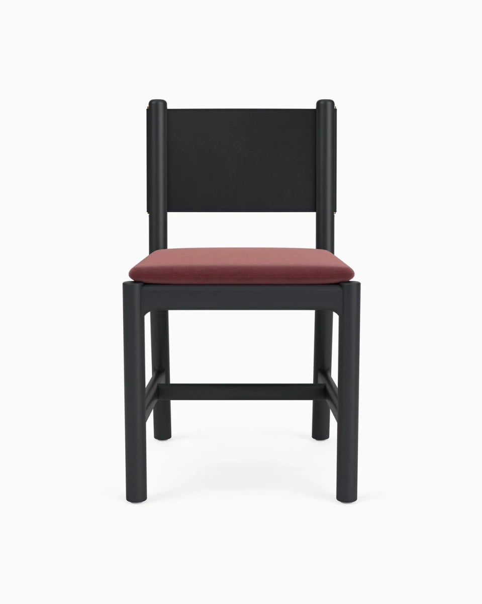 Cabernet Velvet Seat / Black Leather Back / Ebony Oak Frame