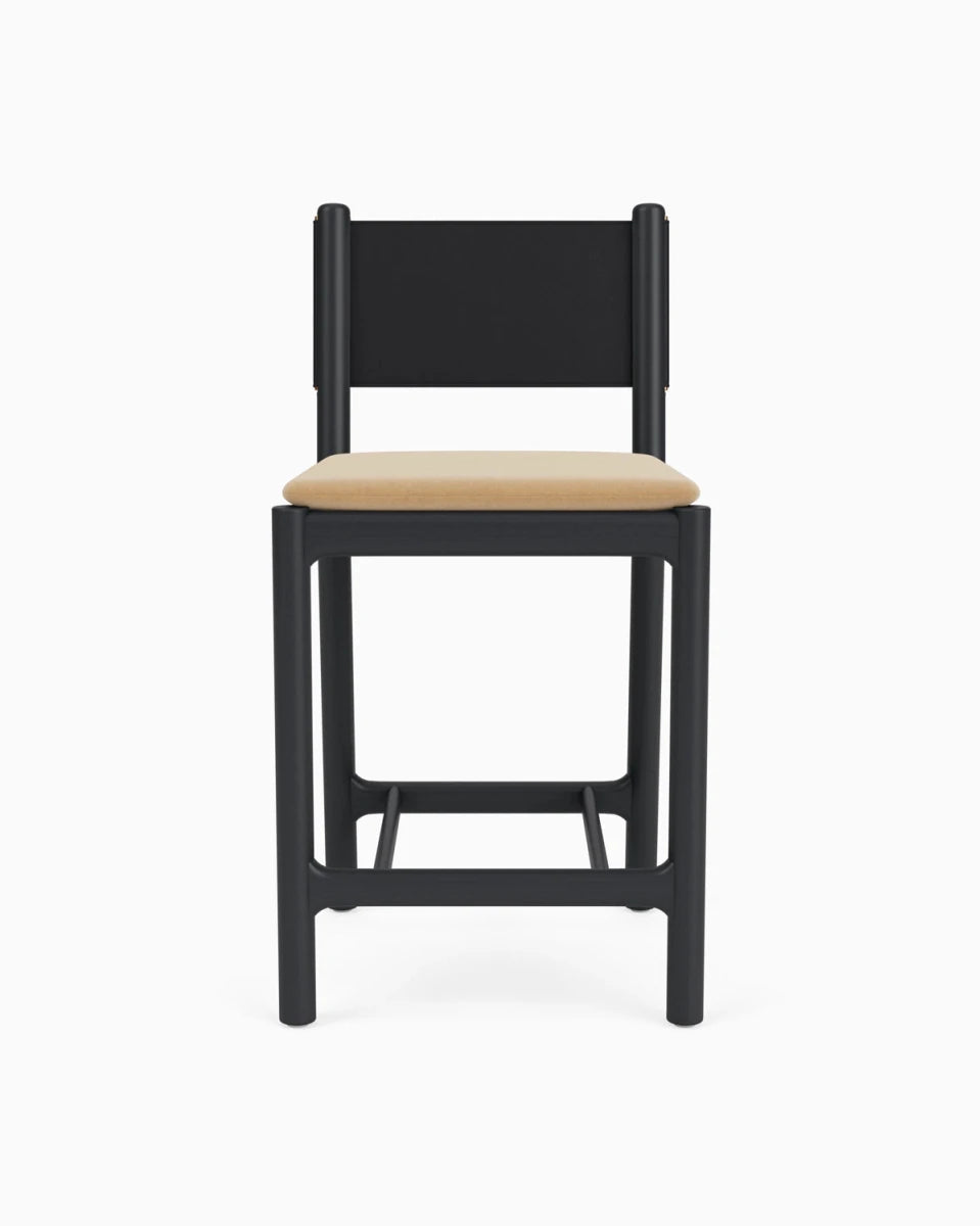 Caramel Velvet Seat / Black Leather Back / Ebony Oak Frame / Counter (26" Height)