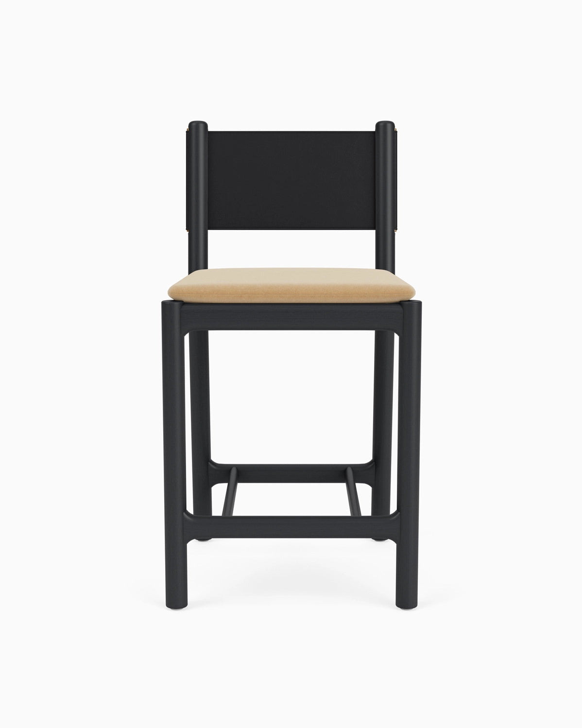 Caramel Velvet Seat / Black Leather Back / Ebony Oak Frame