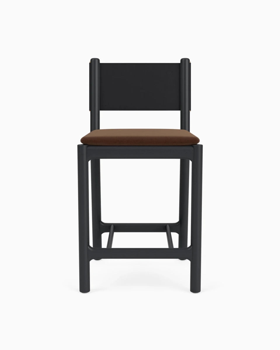 Cognac Velvet Seat / Black Leather Back / Ebony Oak Frame