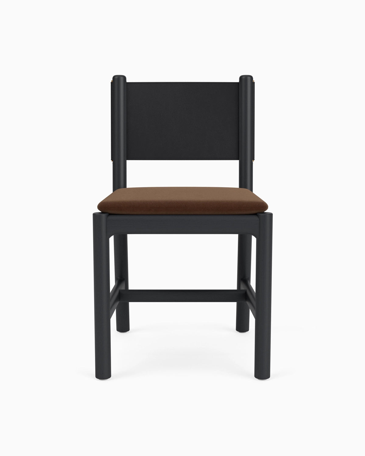 Cognac Velvet Seat / Black Leather Back / Ebony Oak Frame