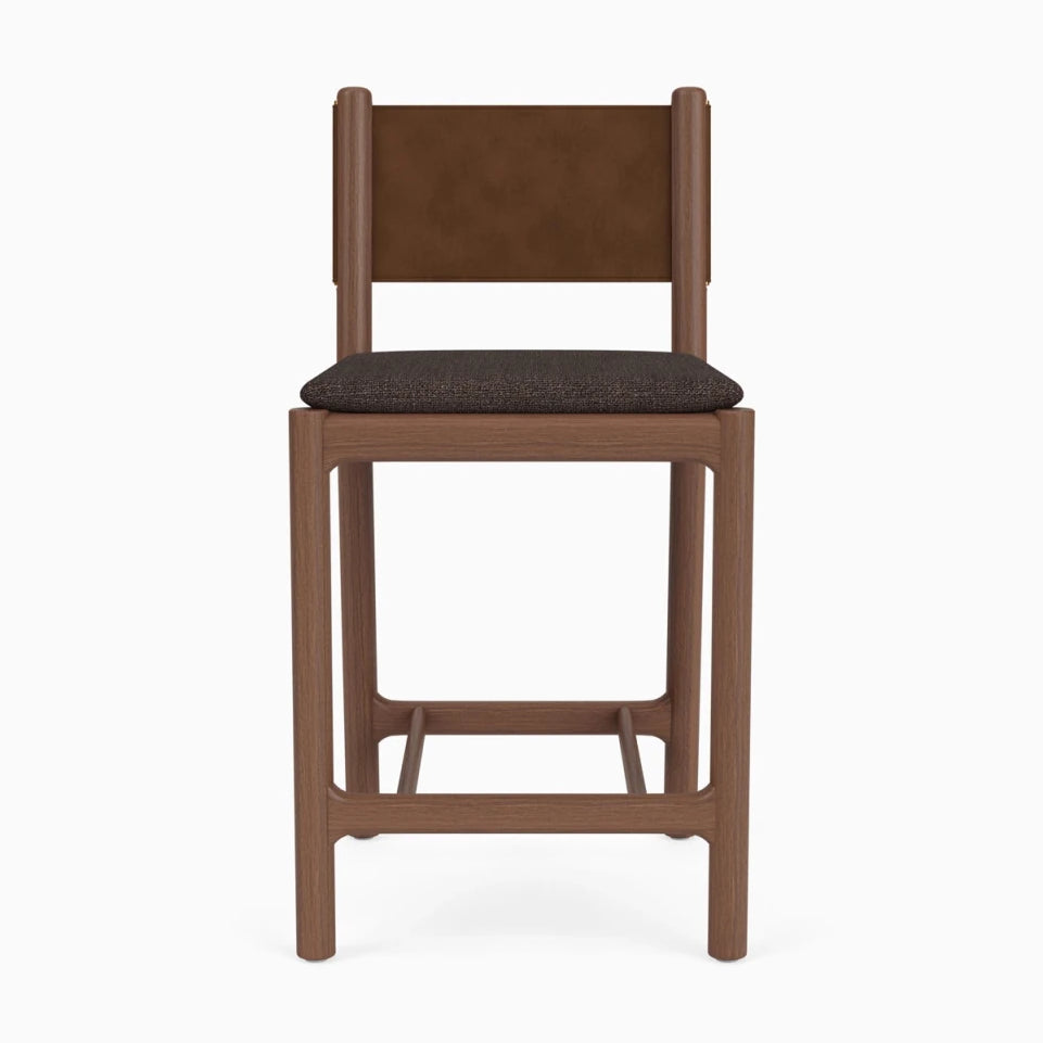 Ember Grey Seat / Chestnut Brown Leather Back / Walnut Frame / Counter (26" Height)