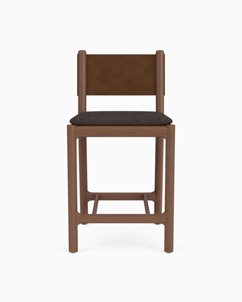Ember Grey Seat / Chestnut Brown Leather Back / Walnut Frame / Counter (26" Height)