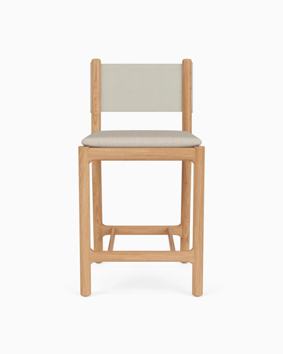Latte Basketweave Seat / Pearl Leather Back / White Oak Frame / Counter (26" Height)