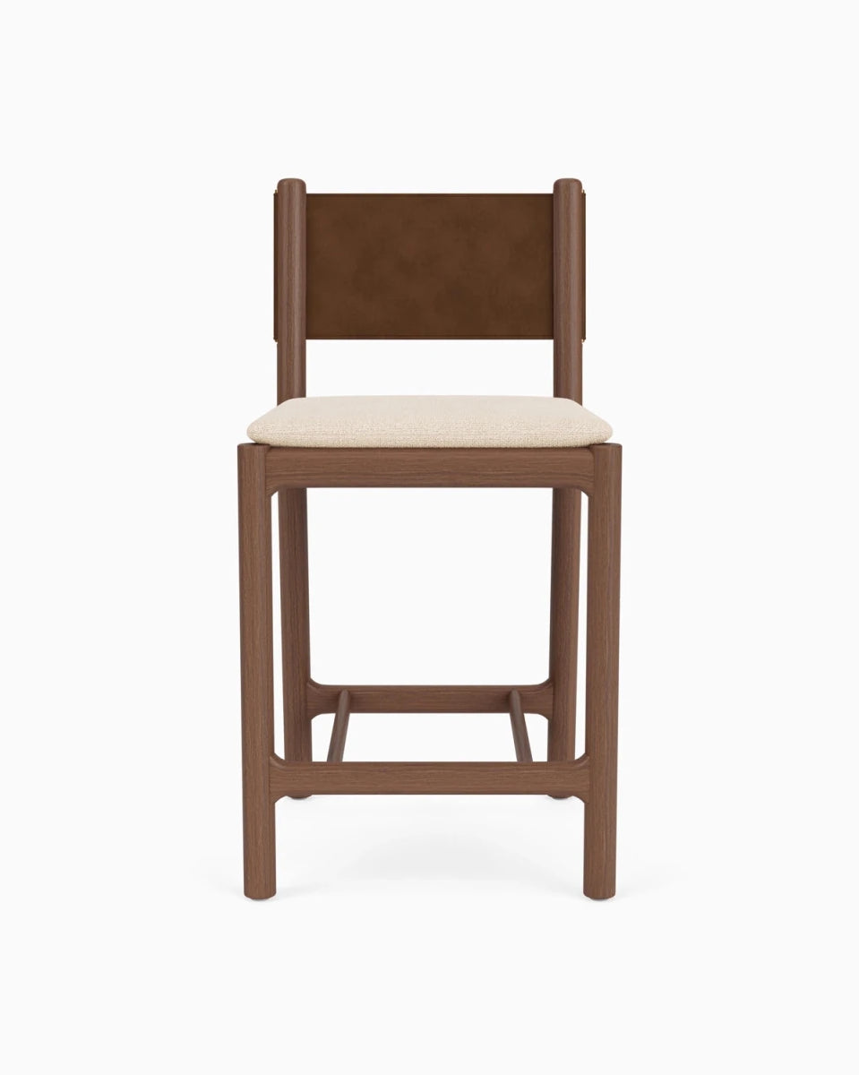 Oat Woven Seat / Chestnut Brown Leather Back / Walnut Frame
