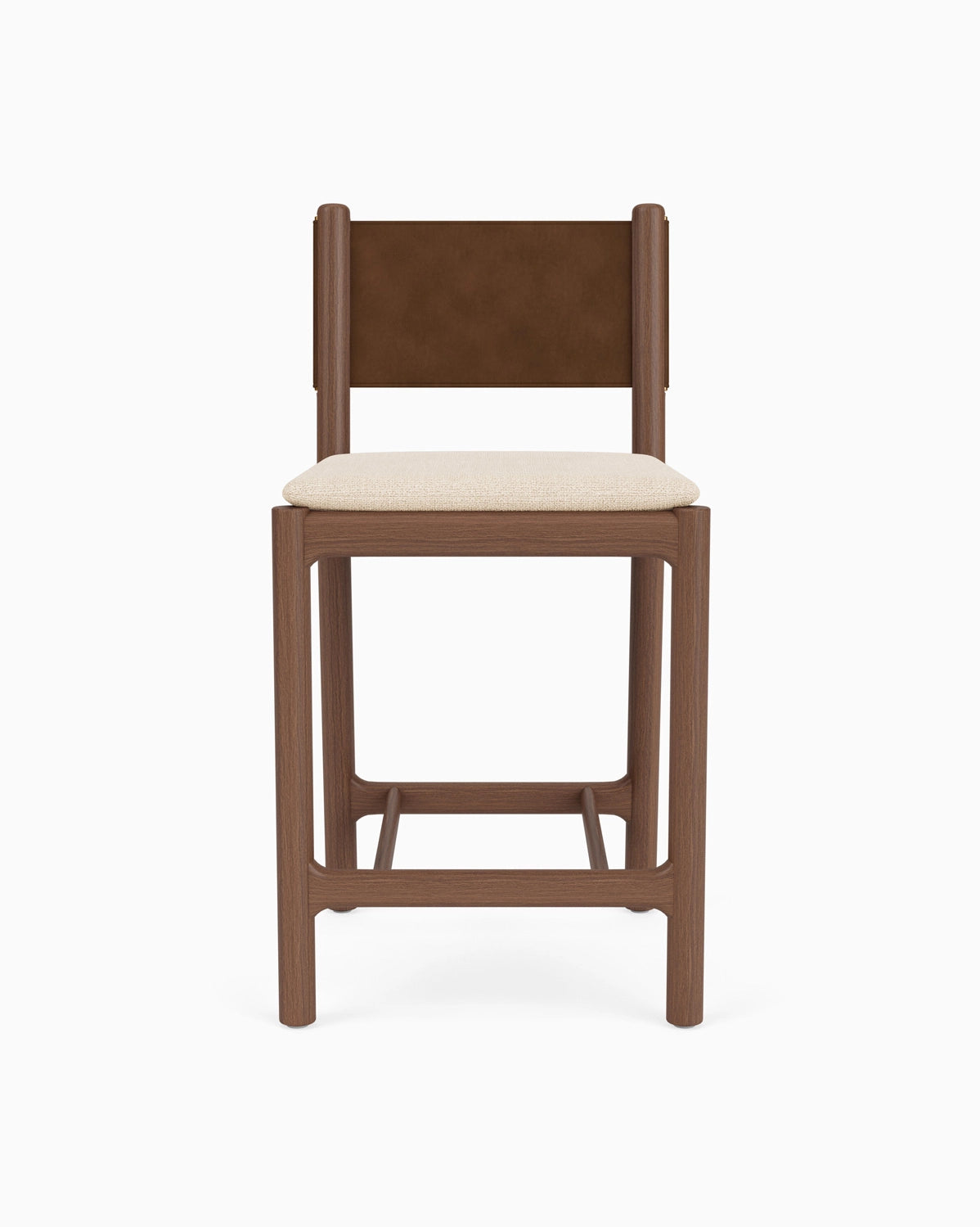 Oat Woven Seat / Chestnut Brown Leather Back / Walnut Frame