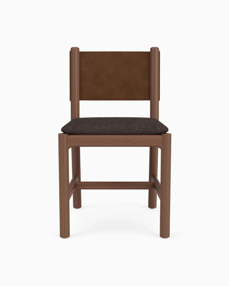 Ember Grey Seat / Chestnut Brown Leather Back / Walnut Frame