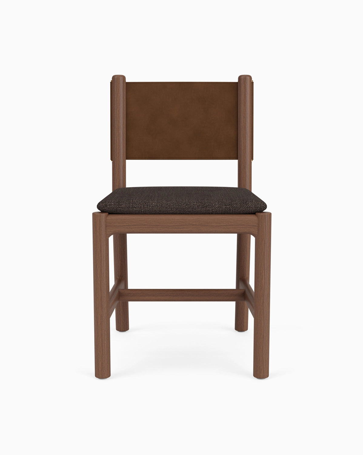 Ember Grey Seat / Maple Brown Leather Back / Walnut Frame