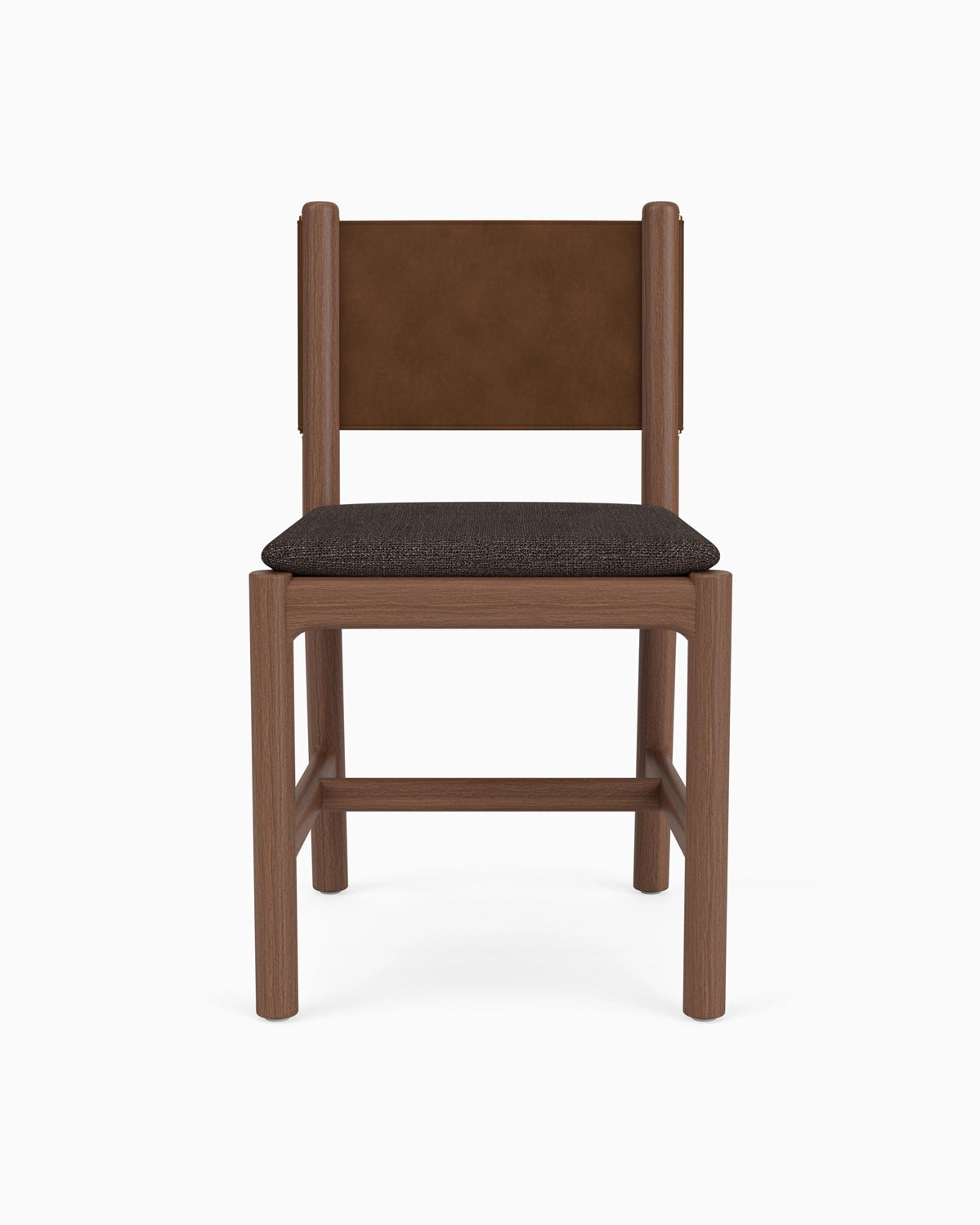 Ember Grey Seat / Maple Brown Leather Back / Walnut Frame