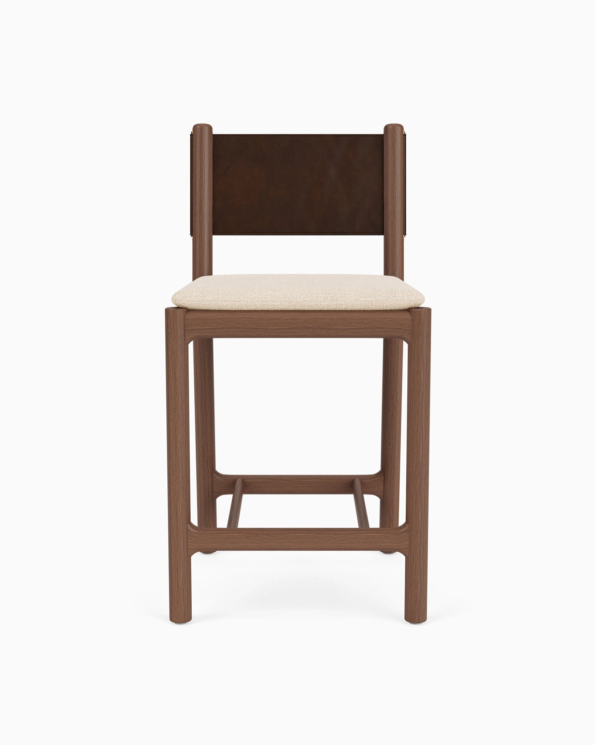 Oat Woven Seat / Maple Brown Leather Back / Walnut Frame