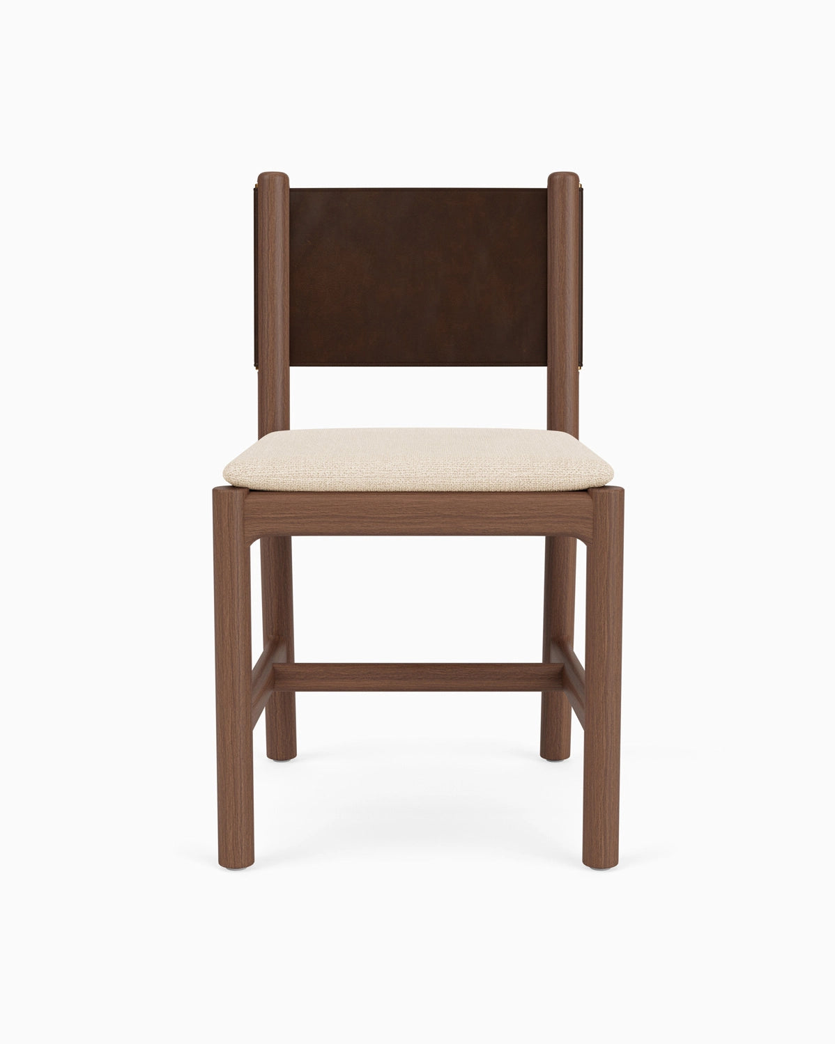 Oat Woven Seat / Maple Brown Leather Back / Walnut Frame