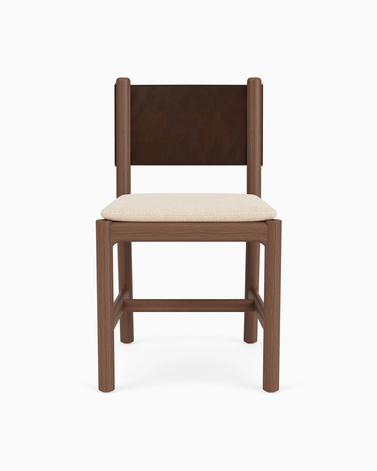 Oat Woven Seat / Maple Brown Leather Back / Walnut Frame