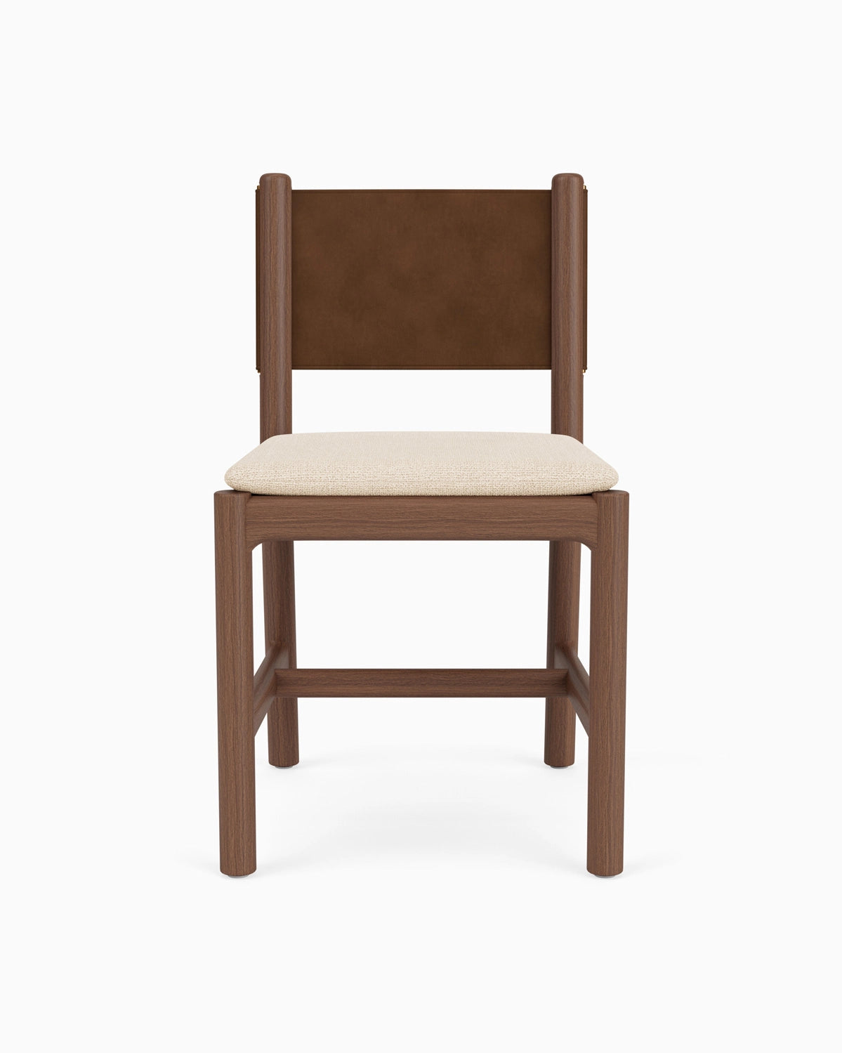 Oat Woven Seat / Maple Brown Leather Back / Walnut Frame