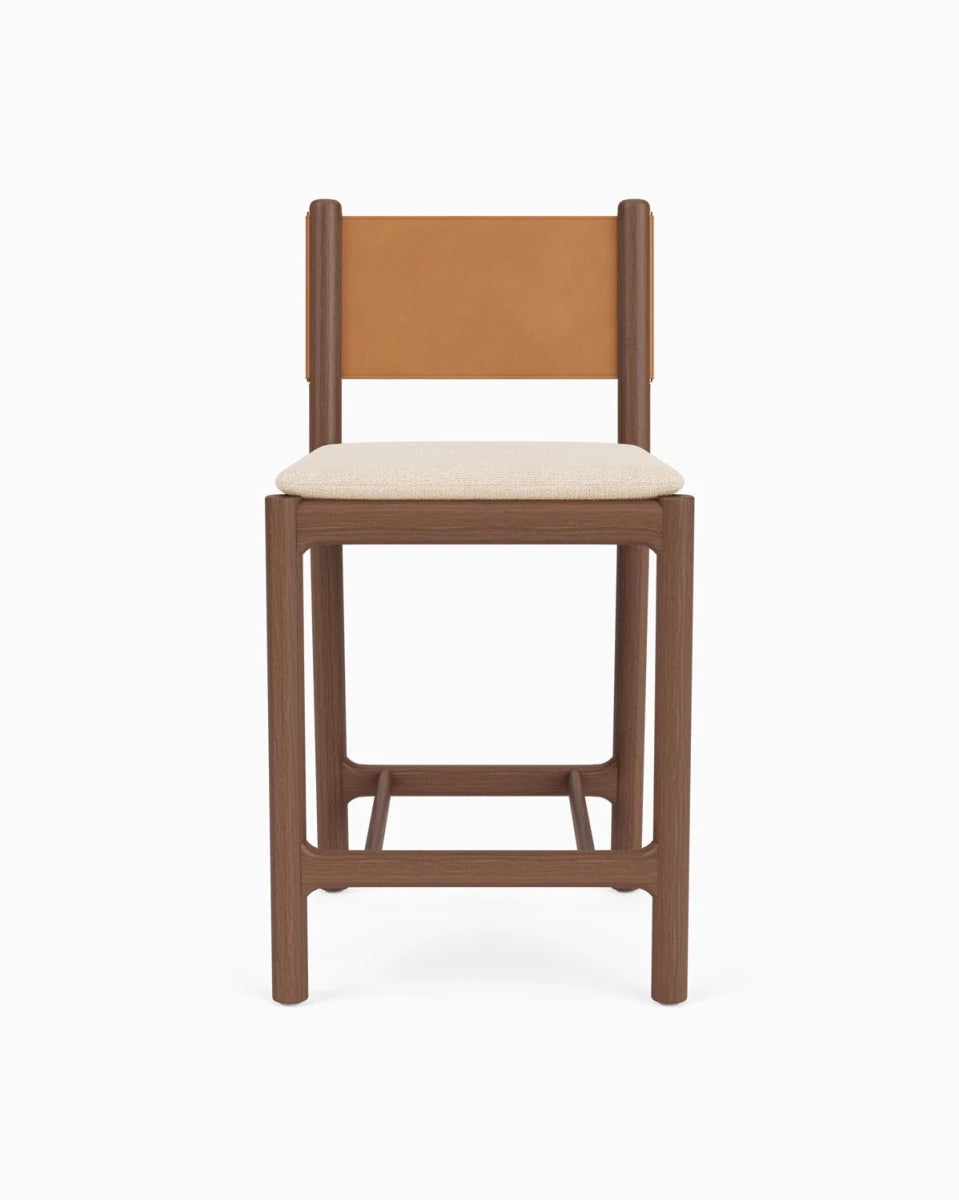 Oat Woven Seat / Saddle Leather Back / Walnut Frame