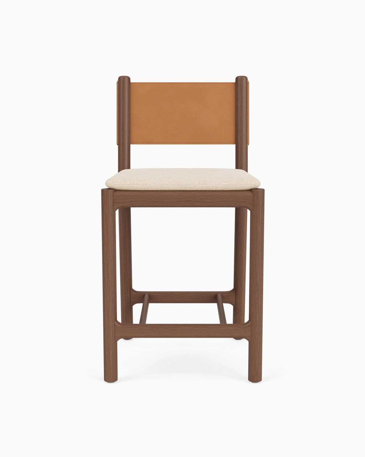 Oat Woven Seat / Saddle Leather Back / Walnut Frame