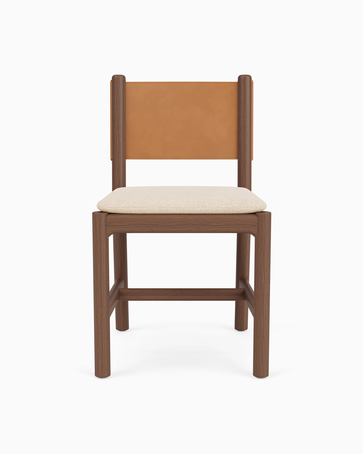 Oat Woven Seat / Saddle Leather Back / Walnut Frame