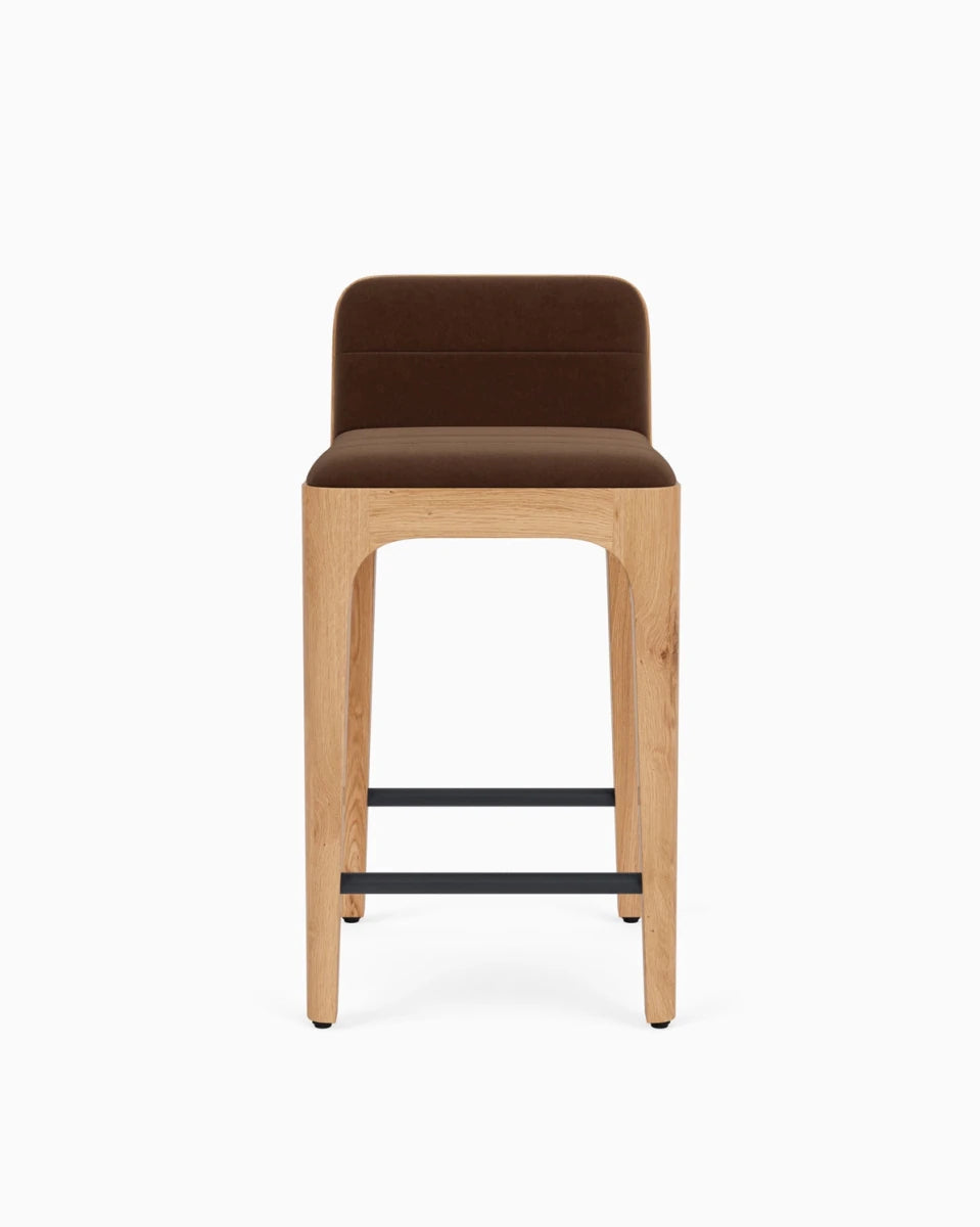 Cognac Velvet Seat / White Oak Frame / Counter (27" Height)