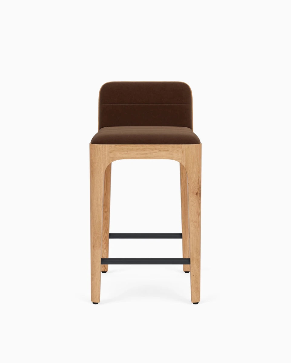 Cognac Velvet Seat / White Oak Frame / Counter (27" Height)