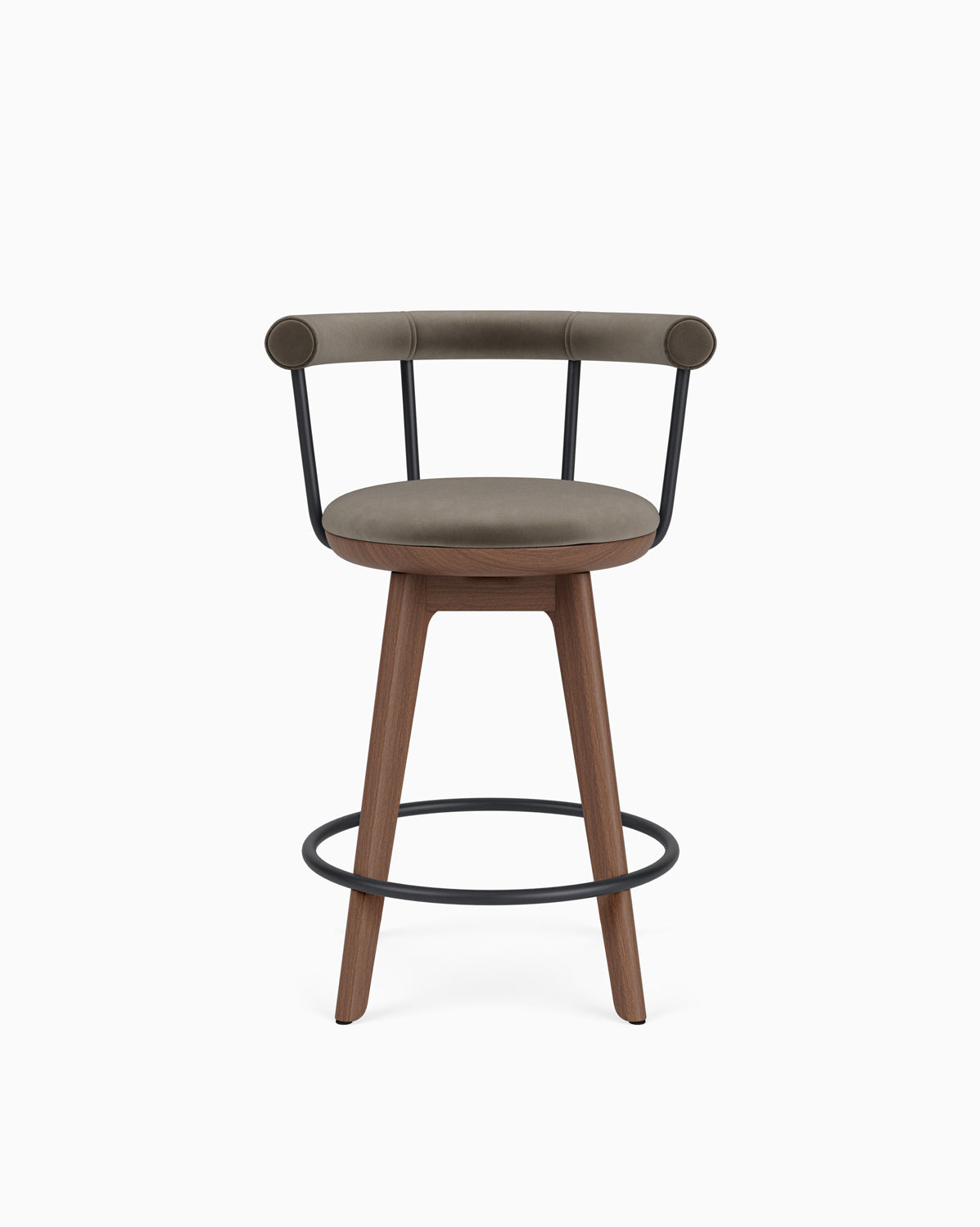 Mushroom Velvet / Walnut / Counter (25.5" Height)
