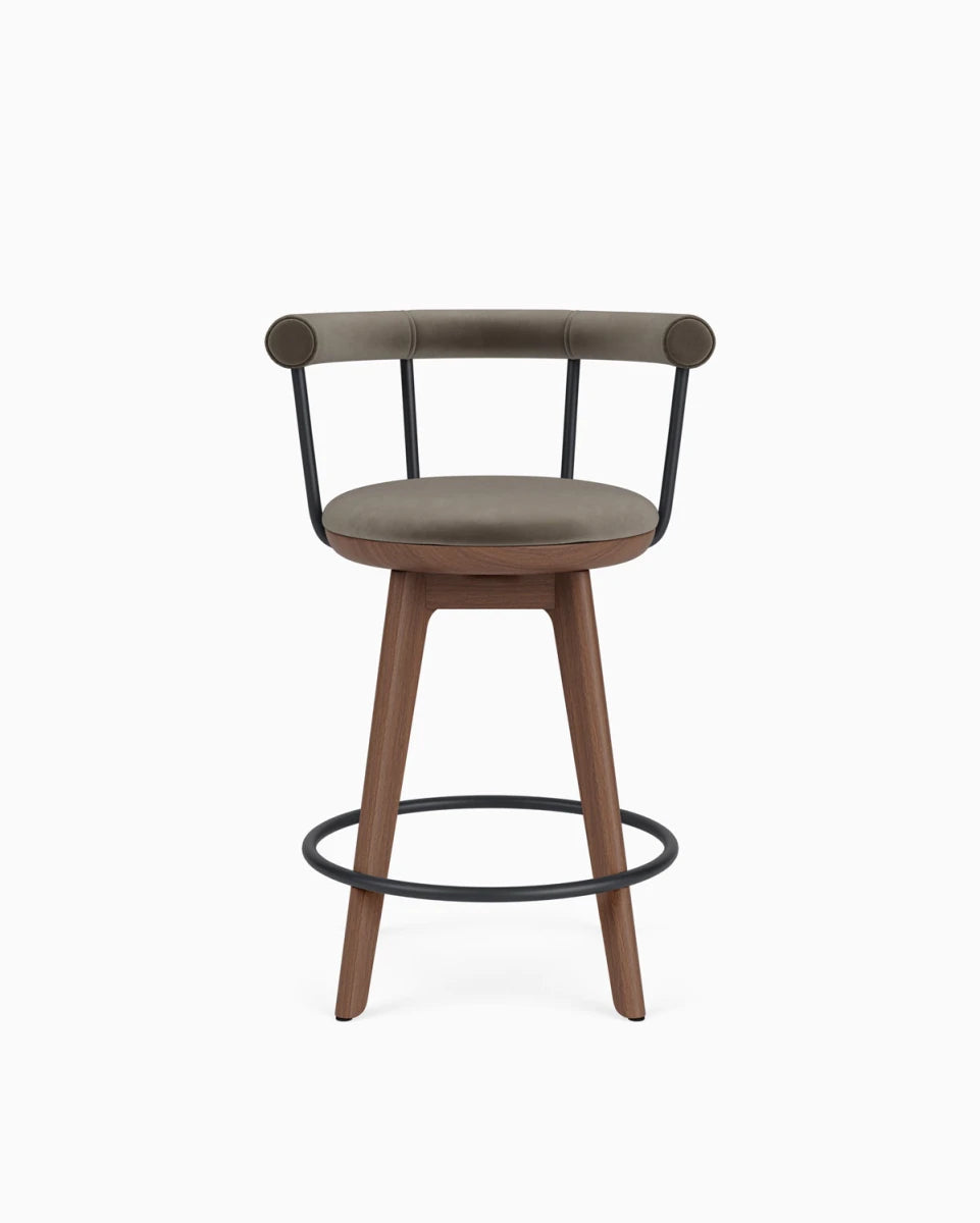 Mushroom Velvet / Walnut / Counter (25.5" Height)