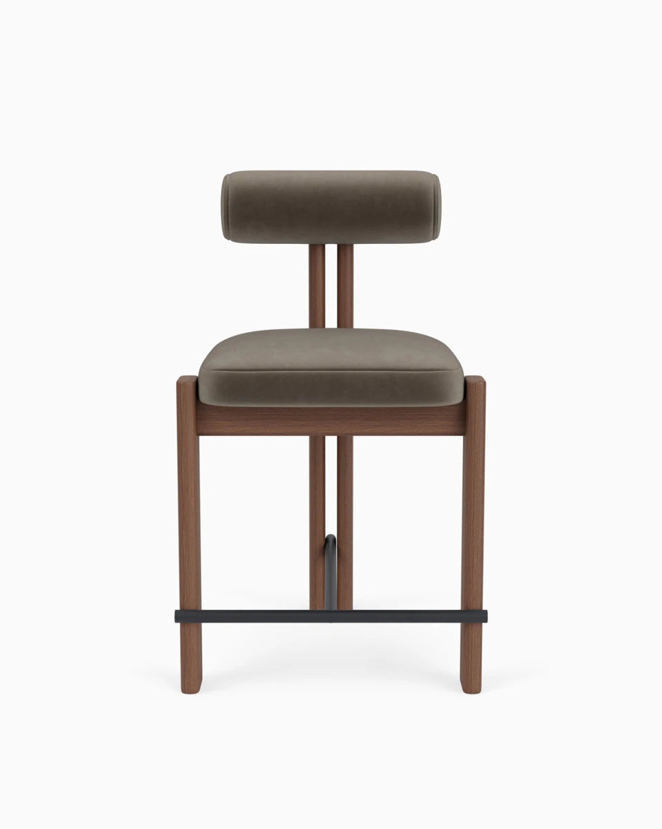 Mushroom Velvet / Walnut Frame / Counter (24.5" Height)
