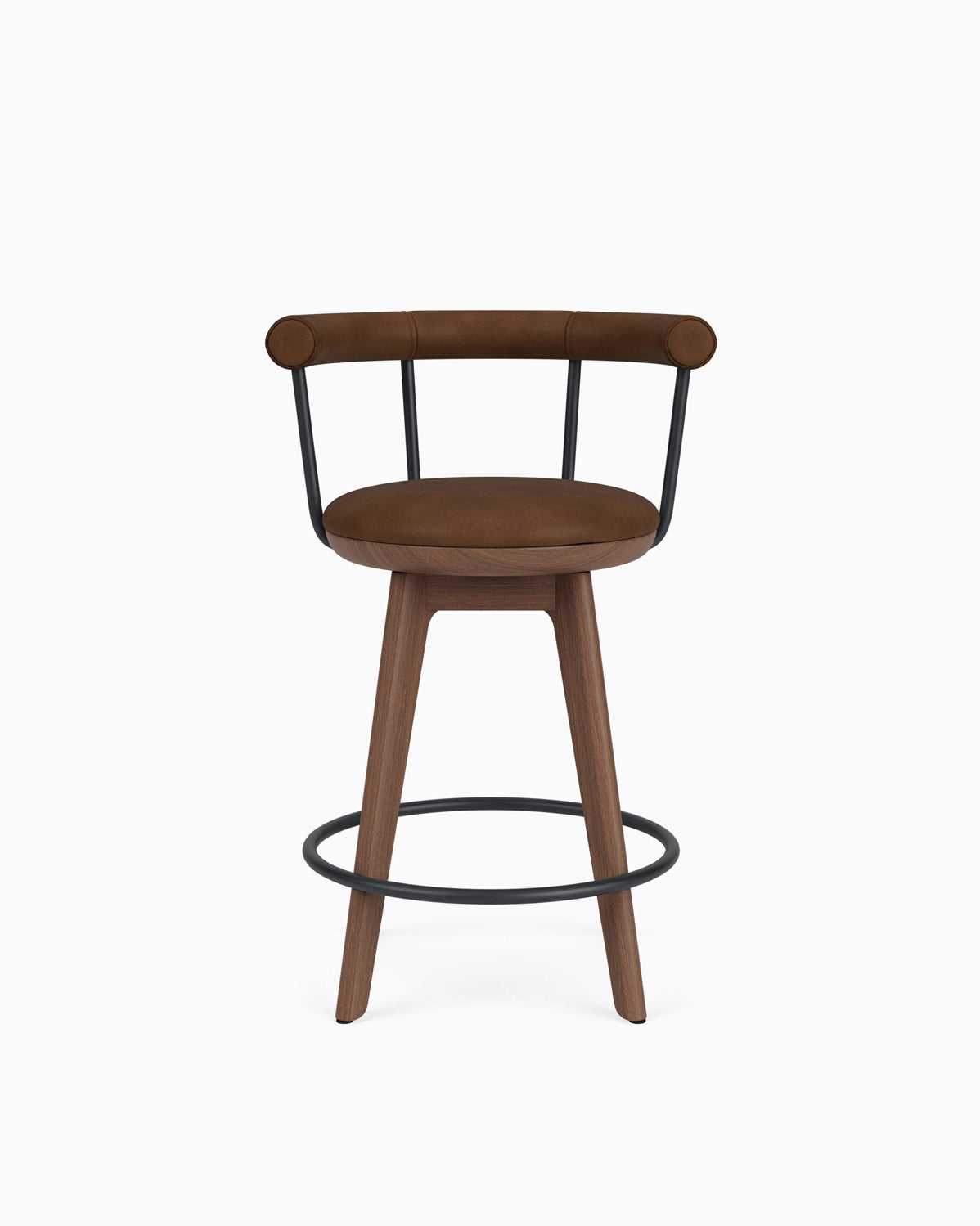 Chestnut Brown Leather / Walnut / Counter (25.5" Height)