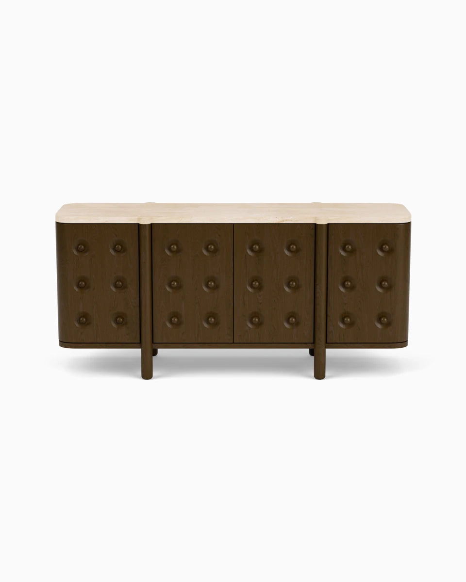 Espresso Oak / Travertine Top / 68"