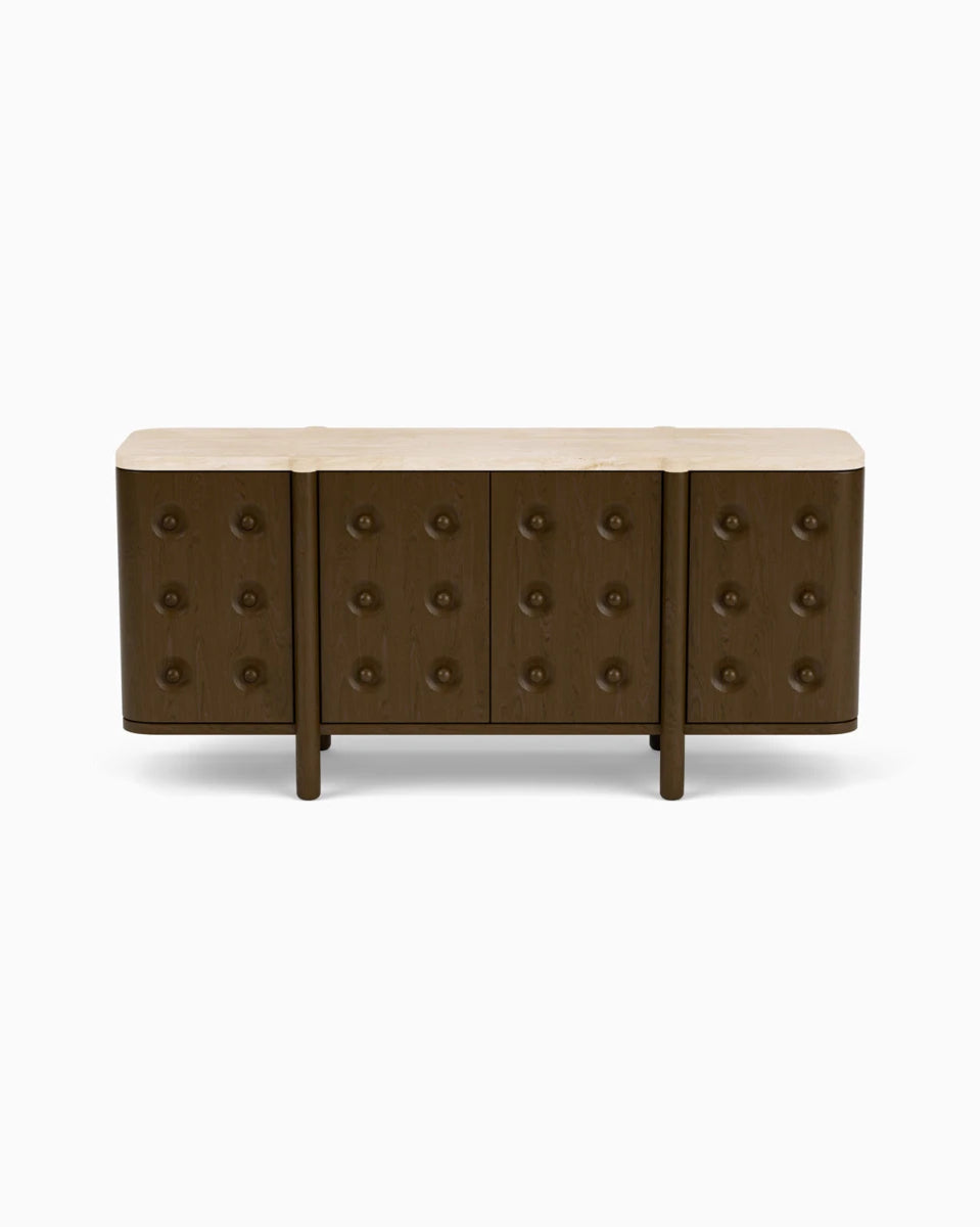 Espresso Oak / Travertine Top / 68"