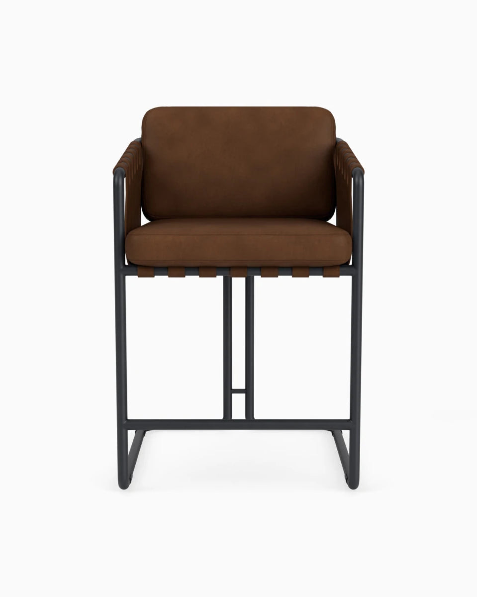 Chestnut Leather Seat / Chestnut Leather Sling / Matte Black / Counter (24.5" Height)