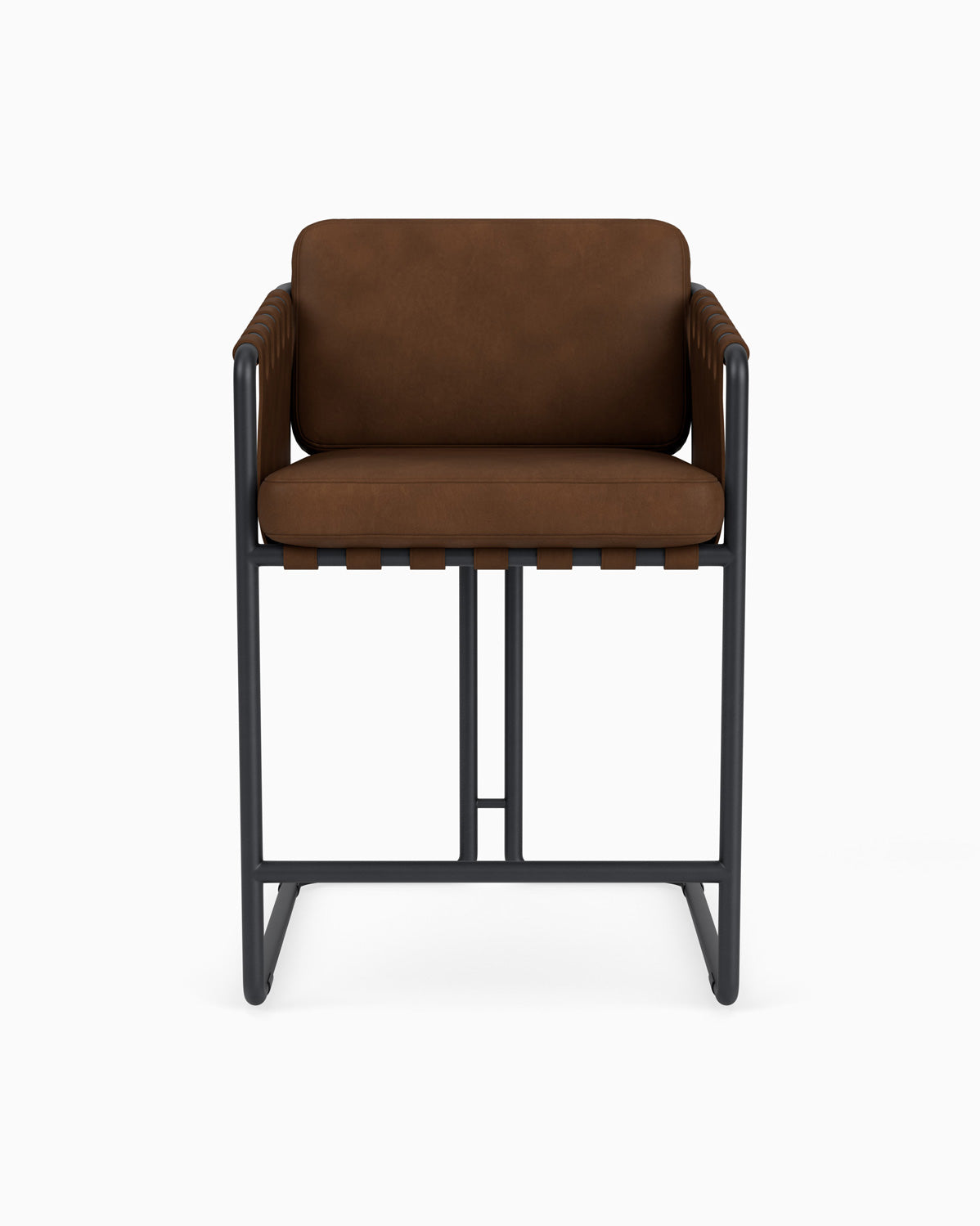 Chestnut Leather Seat / Chestnut Leather Sling / Matte Black / Counter (24.5" Height)