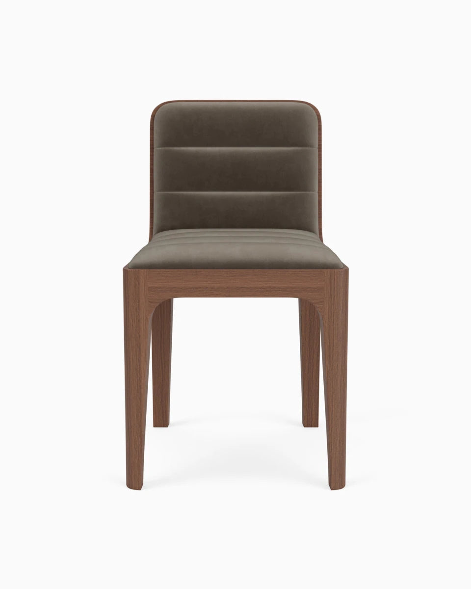 Mushroom Velvet Seat / Walnut Frame