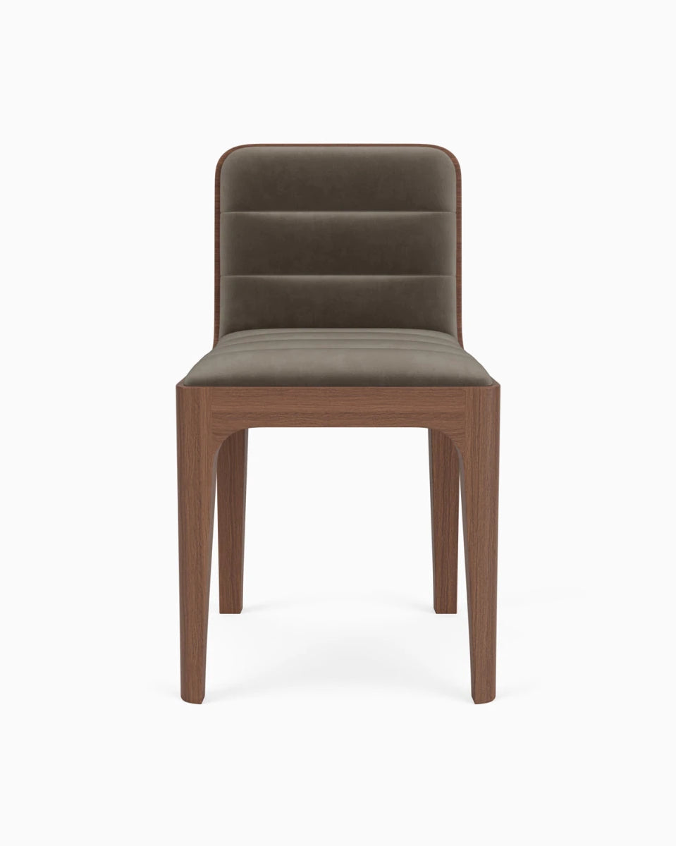 Mushroom Velvet Seat / Walnut Frame