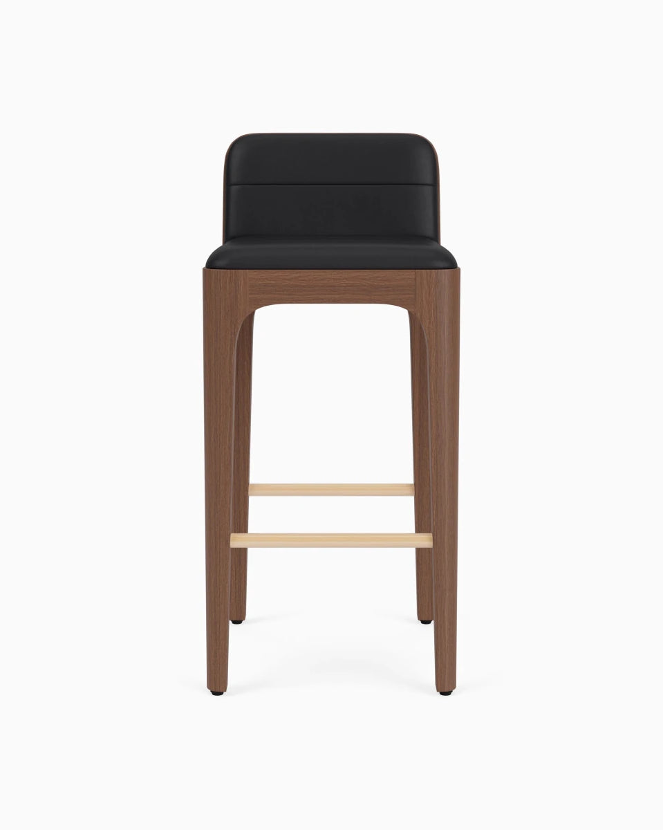 Black Leather Seat / Walnut Frame / Bar (30.5" Height)