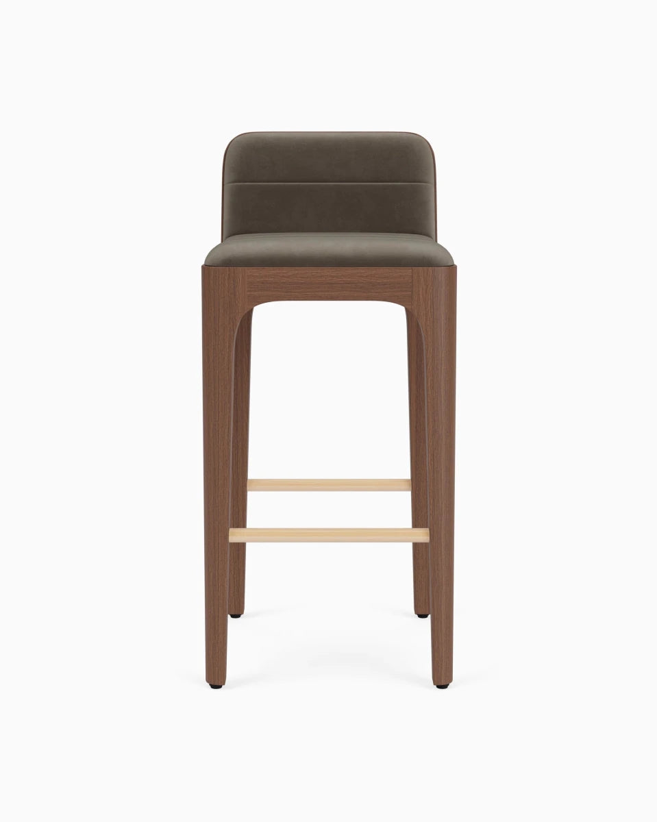 Mushroom Velvet Seat / Walnut Frame / Bar (30.5" Height)