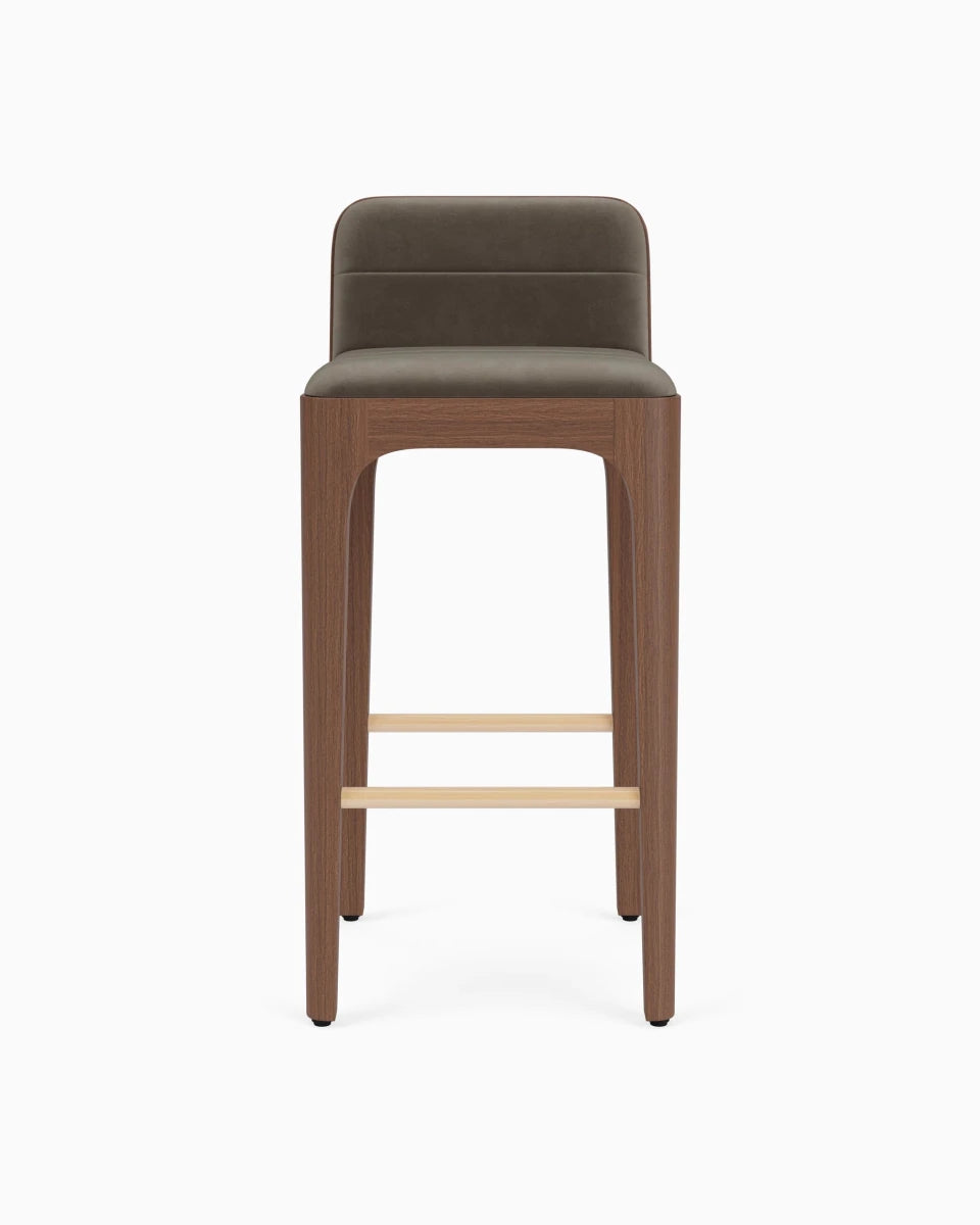 Mushroom Velvet Seat / Walnut Frame / Bar (30.5" Height)