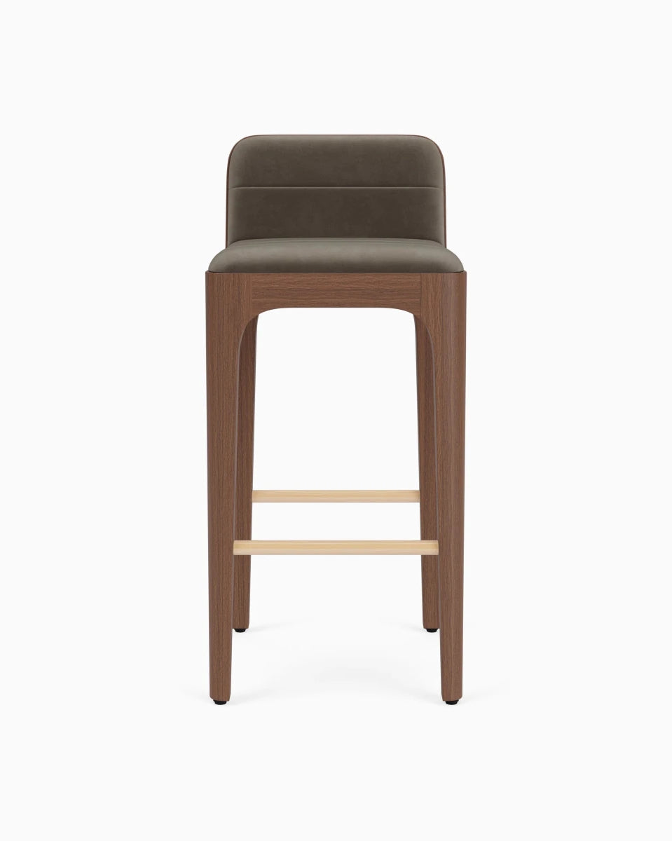 Mushroom Velvet Seat / Walnut Frame / Bar (30.5" Height)