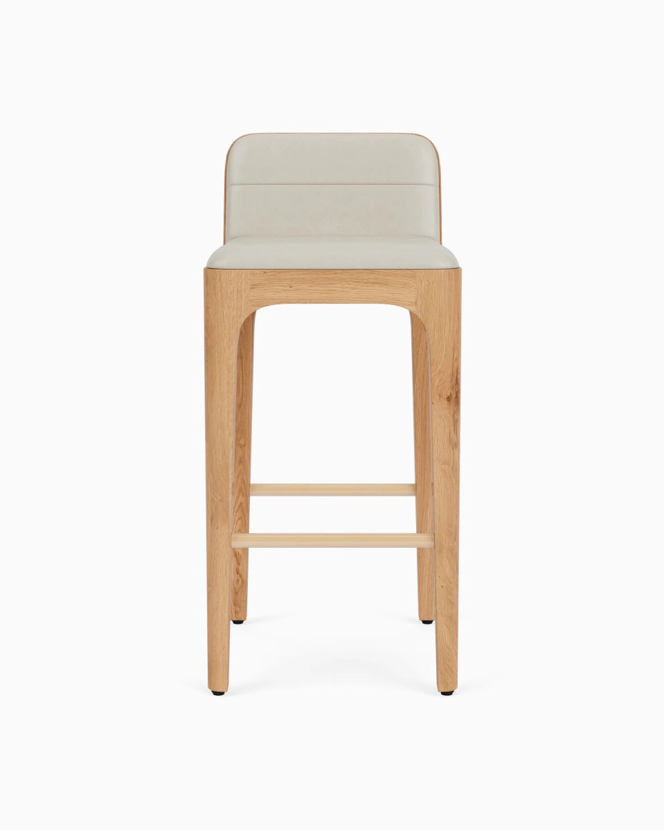 Pearl Leather Seat / White Oak Frame / Bar (30.5" Height)