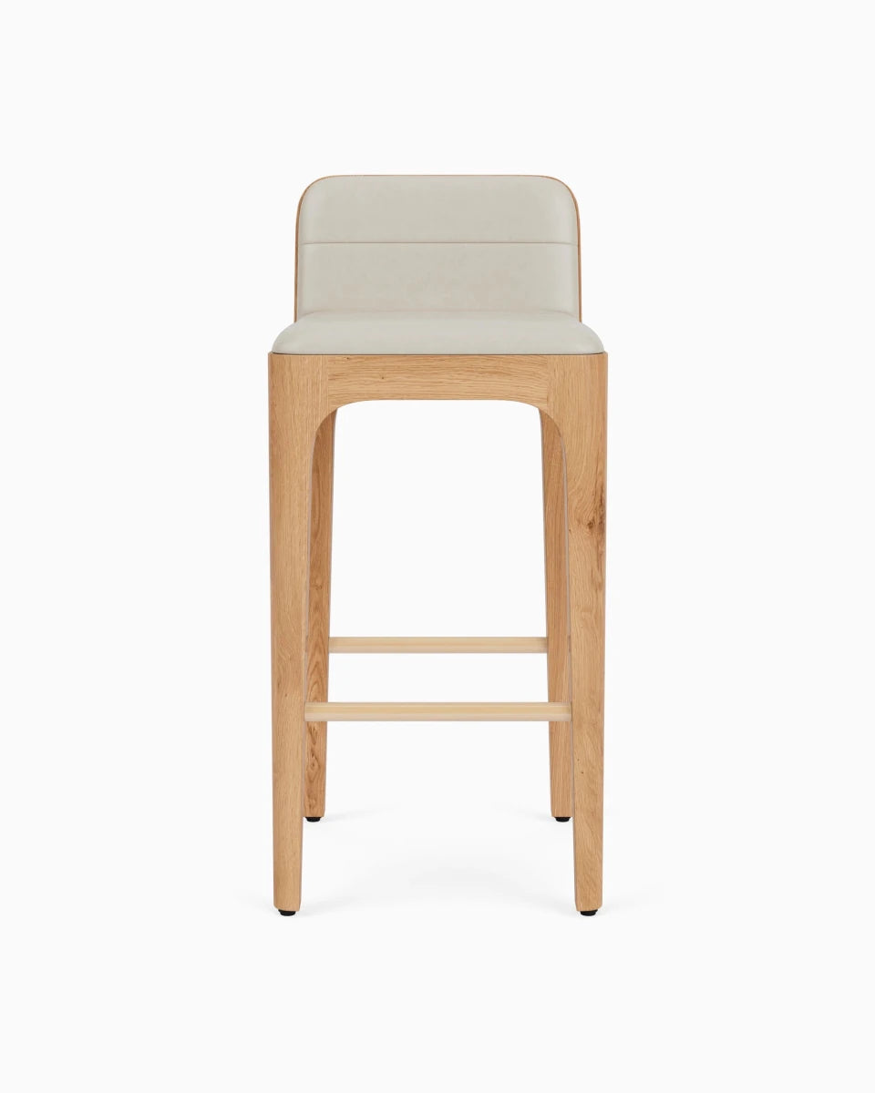 Pearl Leather Seat / White Oak Frame / Bar (30.5" Height)