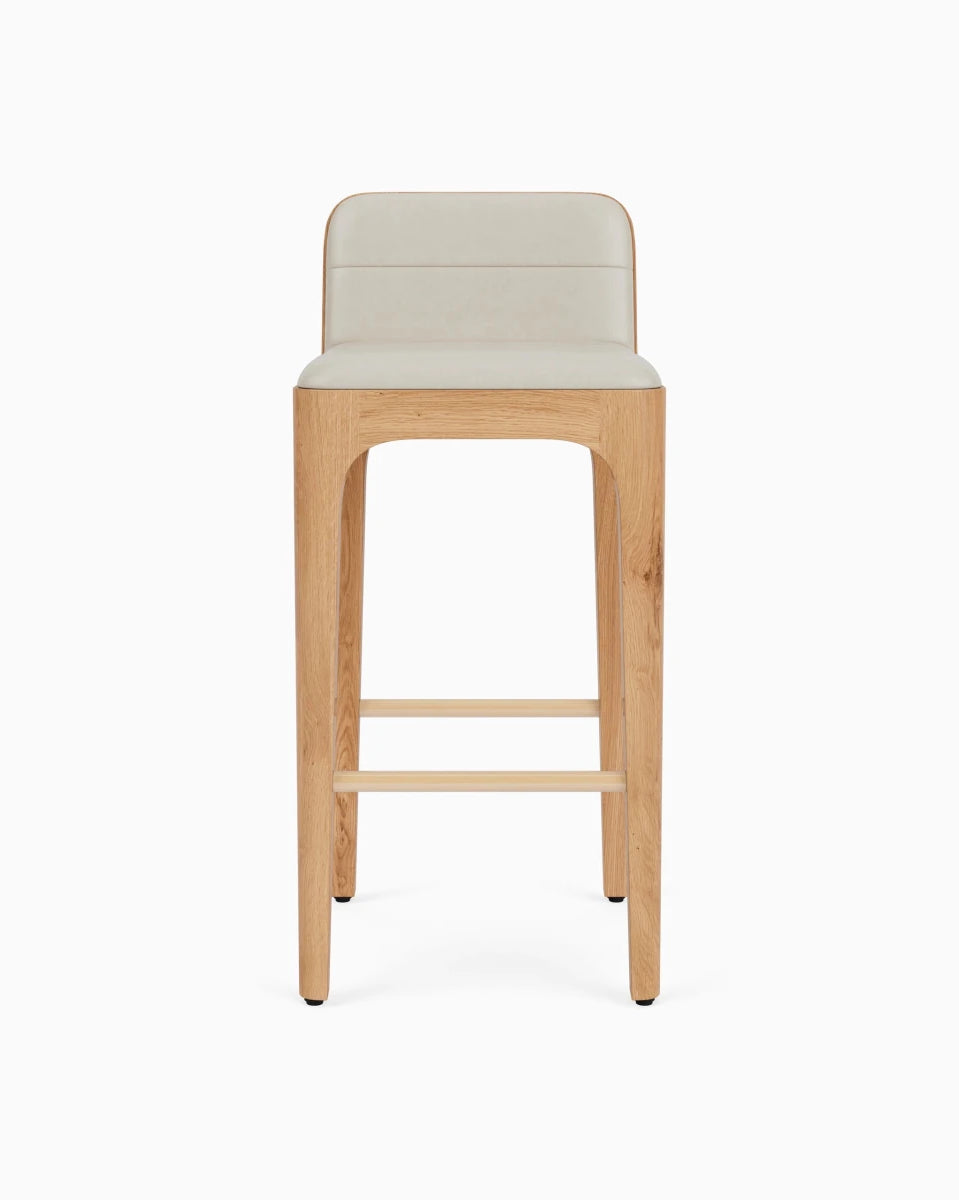 Pearl Leather Seat / White Oak Frame / Bar (30.5" Height)