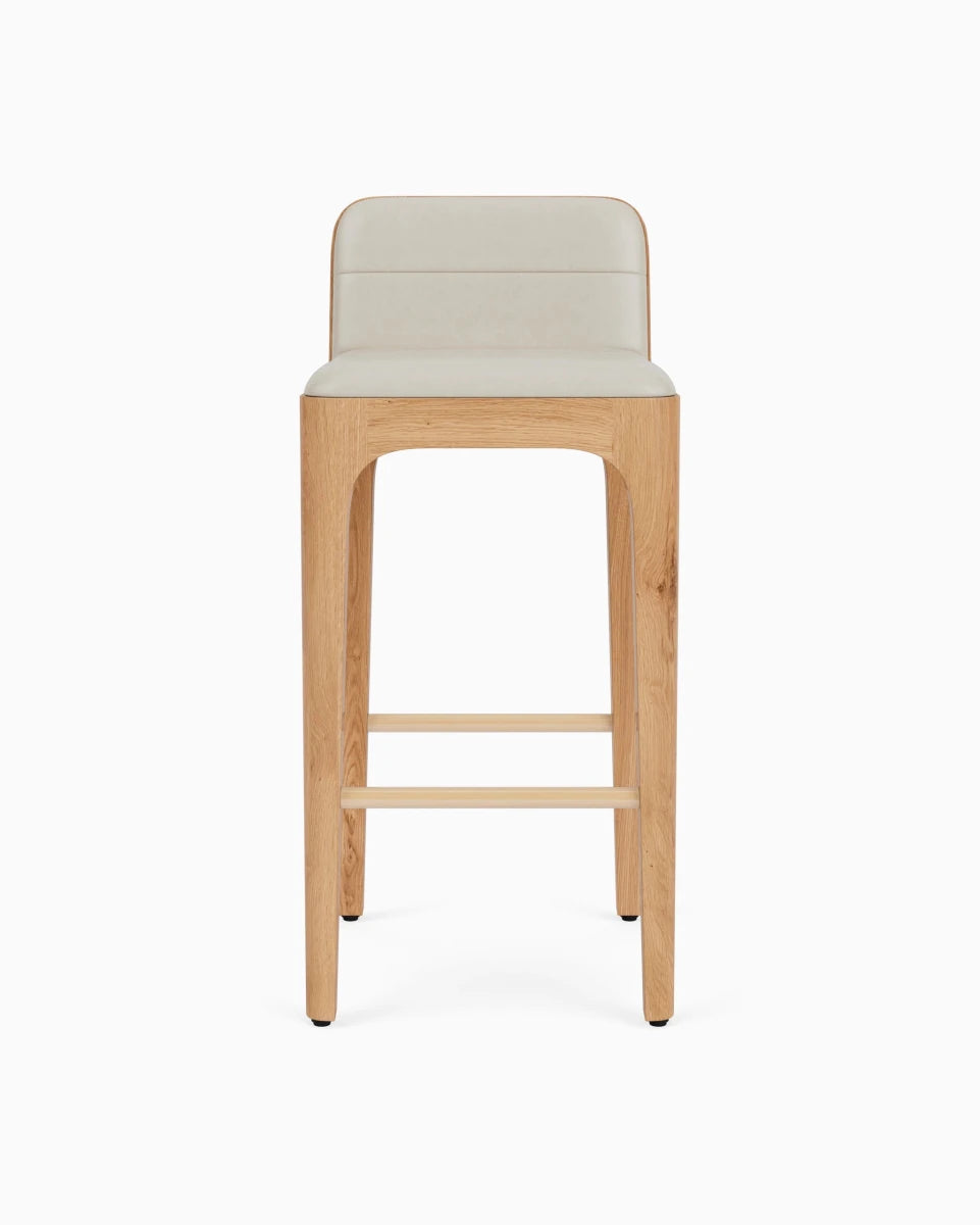 Pearl Leather Seat / White Oak Frame / Bar (30.5" Height)