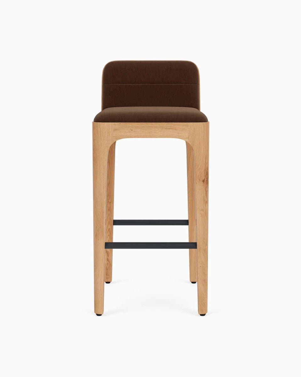 Cognac Velvet Seat / White Oak Frame / Bar (30.5" Height)
