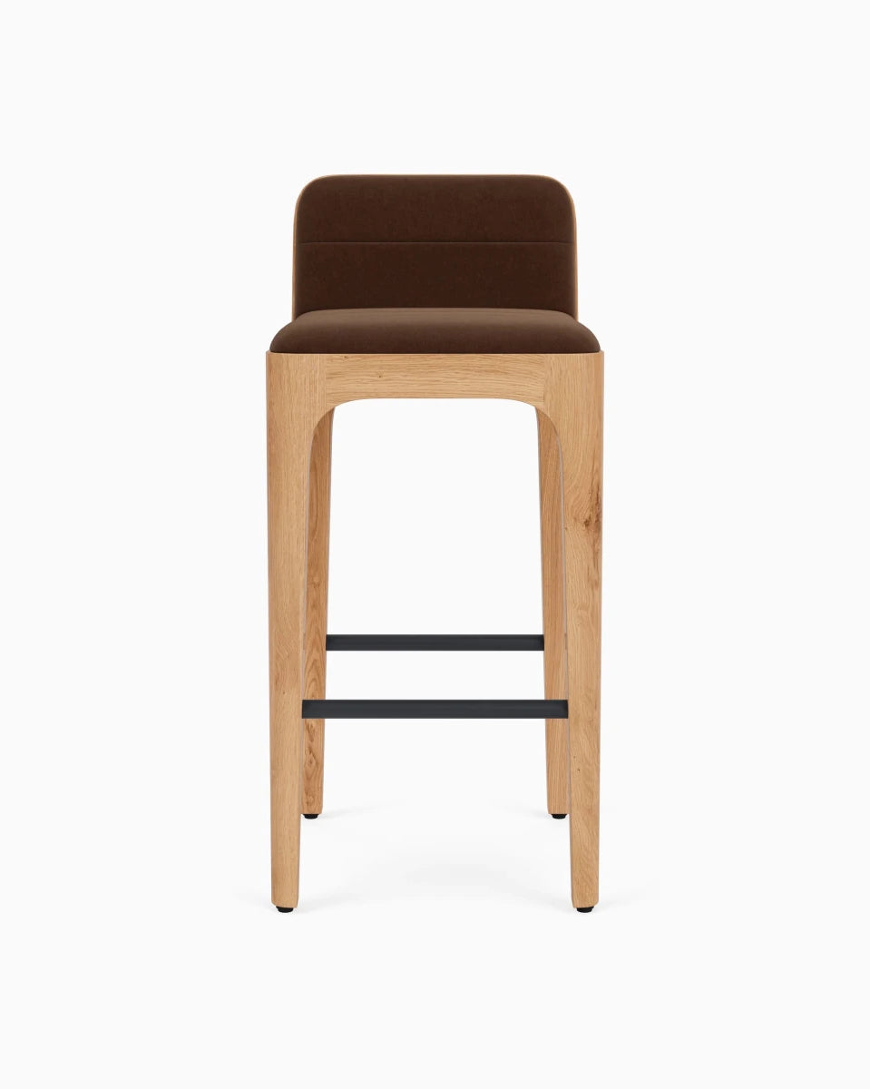 Cognac Velvet Seat / White Oak Frame / Bar (30.5" Height)