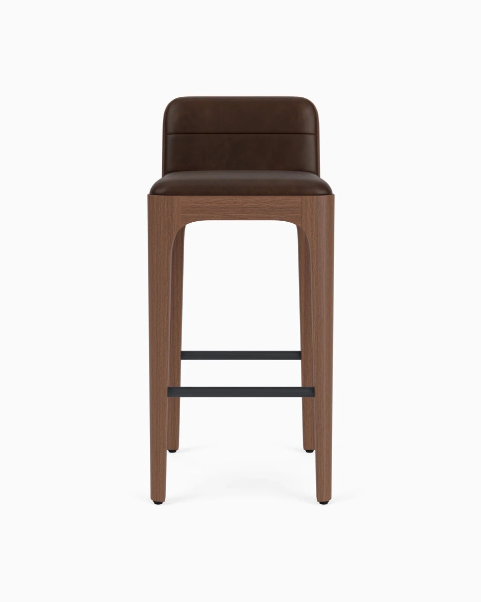 Maple Leather Seat / Walnut Frame / Bar (30.5" Height)