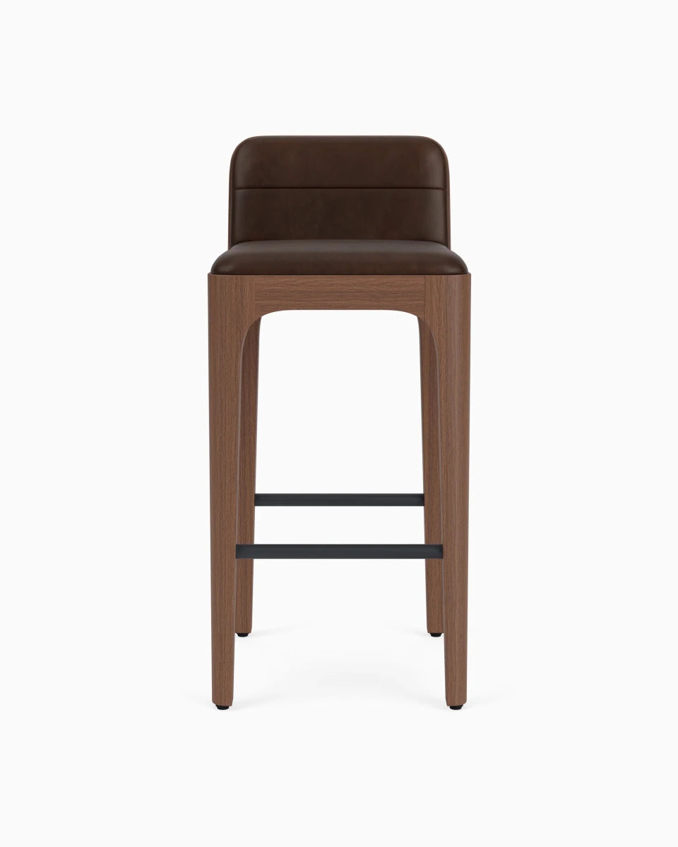 Maple Leather Seat / Walnut Frame / Bar (30.5" Height)